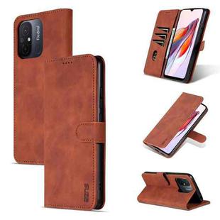 For Xiaomi Redmi 12C / Redmi 11A / Poco C55 AZNS Skin Feel Calf Texture Flip Leather Phone Case(Brown)