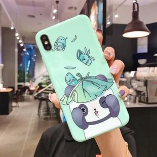 For iPhone X / XS TPU Mobile Phone Case(Bright Green Lotus Leaf Bear)