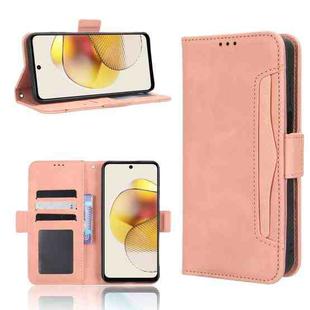 For Motorola Moto G73 5G Skin Feel Calf Texture Card Slots Leather Phone Case(Pink)