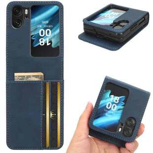 For OPPO Find N2 Flip Skin Feel Calf Texture Card Slots Leather Phone Case(Blue)