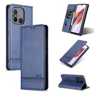 For Xiaomi Redmi 12C / Redmi 11A / Poco C55 AZNS Magnetic Calf Texture Flip Leather Phone Case(Dark Blue)