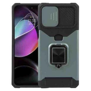 For Motorola Moto G 5G 2023 Camera Shield Card Slot Phone Case with Ring Holder(Dark Green)