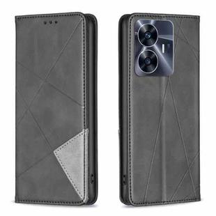 For Realme C55 Prismatic Invisible Magnetic Leather Phone Case(Black)