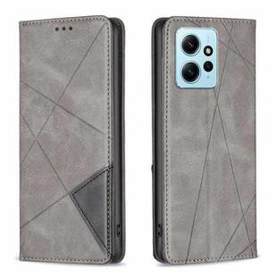 For Xiaomi Redmi Note 12 4G Global Prismatic Invisible Magnetic Leather Phone Case(Grey)