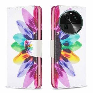 For OPPO Find X6 5G Colored Drawing Pattern Leather Phone Case(Sun Flower)