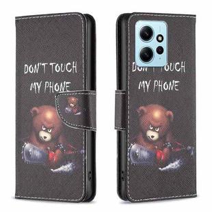 For Xiaomi Redmi Note 12 4G Global Colored Drawing Pattern Leather Phone Case(Bear)