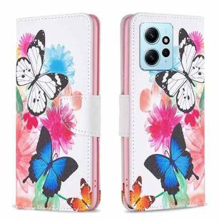 For Xiaomi Redmi Note 12 4G Global Colored Drawing Pattern Leather Phone Case(Butterflies)