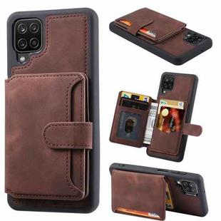 For Samsung Galaxy A12 5G Skin Feel Dream Anti-theft Brush Shockproof Portable Skin Card Bag Phone Case(Coffee)