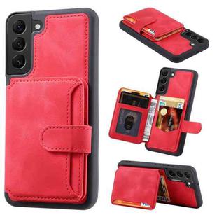 For Samsung Galaxy S21 5G Skin Feel Dream Anti-theft Brush Shockproof Portable Skin Card Bag Phone Case(Red)