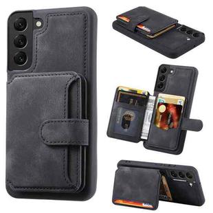 For Samsung Galaxy S22+ 5G Skin Feel Dream Anti-theft Brush Shockproof Portable Skin Card Bag Phone Case(Black)
