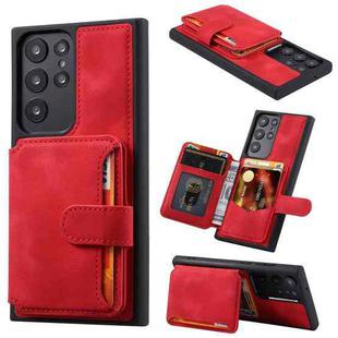 For Samsung Galaxy S22 Ultra 5G Skin Feel Dream Anti-theft Brush Shockproof Portable Skin Card Bag Phone Case(Red)