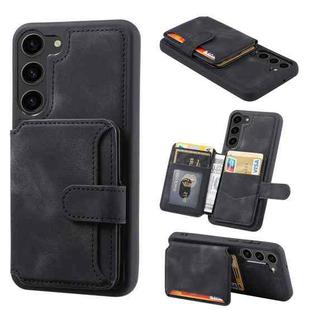 For Samsung Galaxy S23+ 5G Skin Feel Dream Anti-theft Brush Shockproof Portable Skin Card Bag Phone Case(Black)