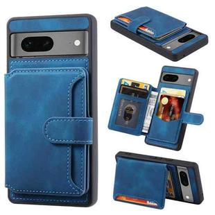 For Google Pixel 7 Pro 5G Skin Feel Dream Anti-theft Brush Shockproof Portable Skin Card Bag Phone Case(Peacock Blue)
