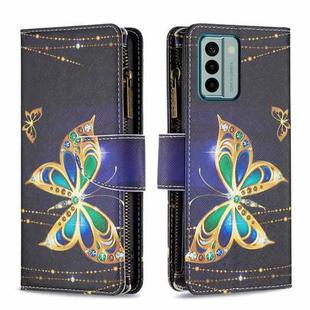 For Nokia G22 Colored Drawing Pattern Zipper Leather Phone Case(Big Butterfly)