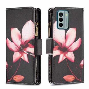 For Nokia G22 Colored Drawing Pattern Zipper Leather Phone Case(Lotus)