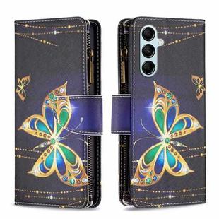 For Samsung Galaxy M14 5G Colored Drawing Pattern Zipper Leather Phone Case(Big Butterfly)
