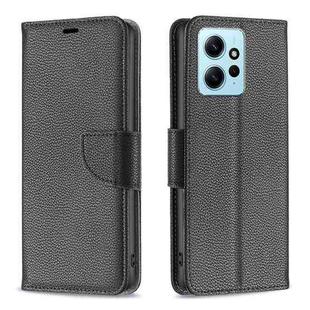 For Xiaomi Redmi Note 12 4G Global Litchi Texture Pure Color Leather Phone Case(Black)