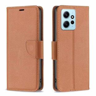 For Xiaomi Redmi Note 12 4G Global Litchi Texture Pure Color Leather Phone Case(Brown)