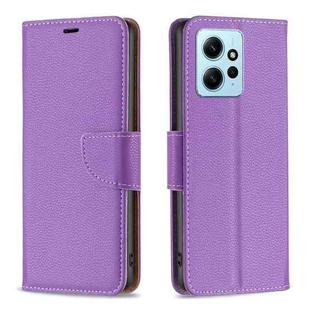 For Xiaomi Redmi Note 12 4G Global Litchi Texture Pure Color Leather Phone Case(Purple)