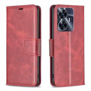 For Realme C55 Lambskin Texture Leather Phone Case(Red)