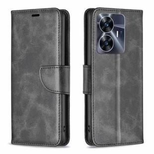 For Realme C55 Lambskin Texture Leather Phone Case(Black)