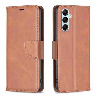For Samsung Galaxy M14 5G Lambskin Texture Leather Phone Case(Brown)