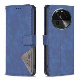 For OPPO Find X6 5G Magnetic Buckle Rhombus Texture Leather Phone Case(Blue)