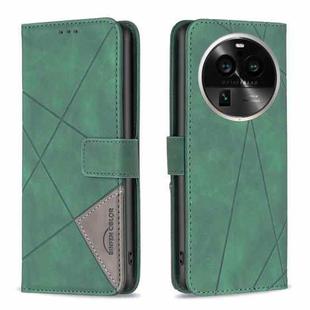 For OPPO Find X6 Pro 5G Magnetic Buckle Rhombus Texture Leather Phone Case(Green)