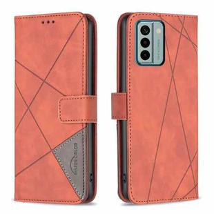 For Nokia G22 Magnetic Buckle Rhombus Texture Leather Phone Case(Brown)