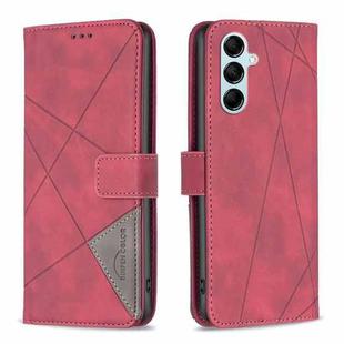 For Samsung Galaxy M14 5G Magnetic Buckle Rhombus Texture Leather Phone Case(Red)
