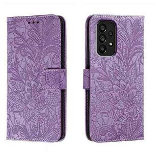 For Samsung Galaxy A54 5G Lace Flower Embossing Flip Leather Phone Case(Purple)