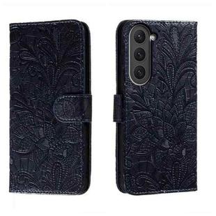 For Samsung Galaxy S23 5G Lace Flower Embossing Flip Leather Phone Case(Dark Blue)