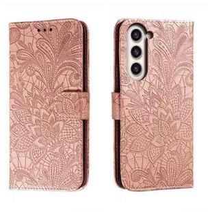 For Samsung Galaxy S23+ 5G Lace Flower Embossing Flip Leather Phone Case(Rose Gold)