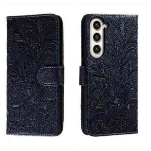 For Samsung Galaxy S23+ 5G Lace Flower Embossing Flip Leather Phone Case(Dark Blue)