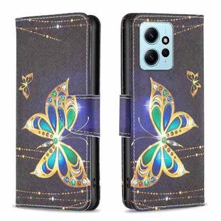 For Xiaomi Redmi Note 12 4G Global Colored Drawing Leather Phone Case(Big Butterfly)