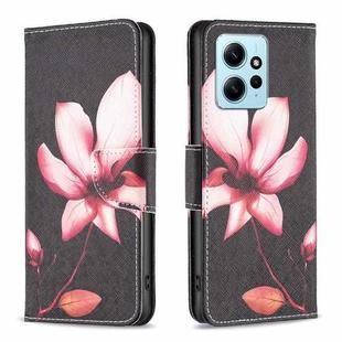For Xiaomi Redmi Note 12 4G Global Colored Drawing Leather Phone Case(Lotus)