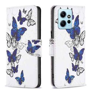 For Xiaomi Redmi Note 12 4G Global Colored Drawing Leather Phone Case(Butterflies)