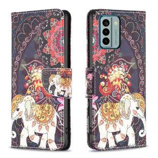 For Nokia G22 Colored Drawing Leather Phone Case(Flowers Elephant)