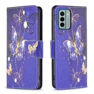 For Nokia G22 Colored Drawing Leather Phone Case(Purple Butterfly)