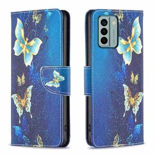 For Nokia G22 Colored Drawing Leather Phone Case(Gold Butterfly)