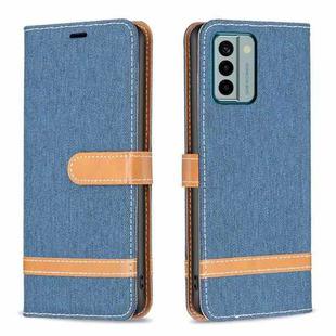 For Nokia G22 Color Block Denim Texture Leather Phone Case(Dark Blue)