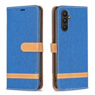 For Samsung Galaxy A24 4G Color Block Denim Texture Leather Phone Case(Royal Blue)