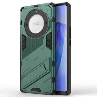 For Honor X9a/X40 5G/Magic5 Lite Punk Armor PC + TPU Phone Case with Holder(Green)