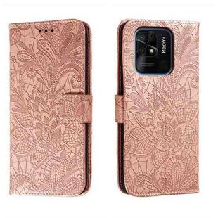 For Xiaomi Redmi 10C Lace Flower Embossing Flip Leather Phone Case(Rose Gold)