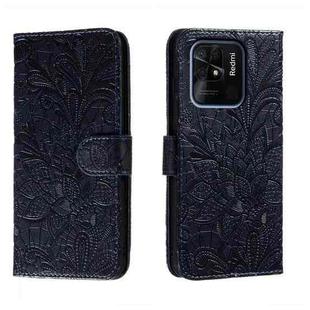 For Xiaomi Redmi 10C Lace Flower Embossing Flip Leather Phone Case(Dark Blue)