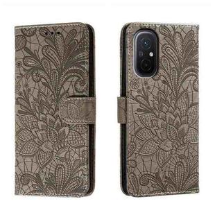 For Xiaomi Redmi 12C Lace Flower Embossing Flip Leather Phone Case(Grey)