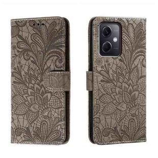For Xiaomi Redmi Note 12 5G Global Lace Flower Embossing Flip Leather Phone Case(Grey)