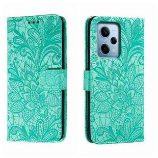 For Xiaomi Redmi Note 12 Pro Lace Flower Embossing Flip Leather Phone Case(Green)