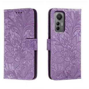 For Xiaomi 12 Lite Lace Flower Embossing Flip Leather Phone Case(Purple)