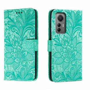 For Xiaomi 12 Lite Lace Flower Embossing Flip Leather Phone Case(Green)